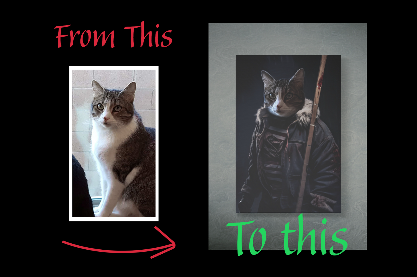 The Maniac Custom Creepy Pet Portrait Personalized Pet portrait digital download killer pet portrait gift for