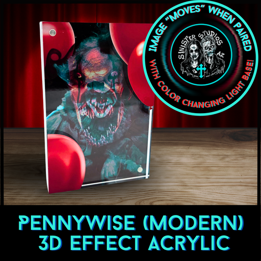 Color Reactive Pennywise 3D Effect Acrylic – Modern Horror Clown RGB Light Illusion Art Display, Spooky Desk Decor