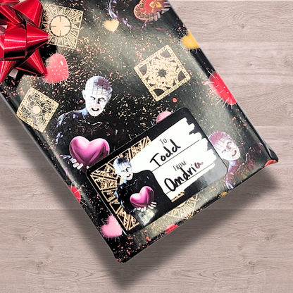 Pinhead Love Gift Tags Valentines gift Anniversary hellraiser gift tags horror love hearts gift wrap tags punk valentines gift