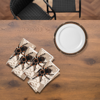 Insect and Lace 4 piece napkin set horror decor creepy table linens horror party decor insect decor table setting creepy spider gift for her housewarming horror gift