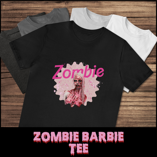 Zombie  Barbie tee unisex horror Pink Barbie tshirt for her Pink Zombie girl tee gift hot pink zombie barbie tee for him gift