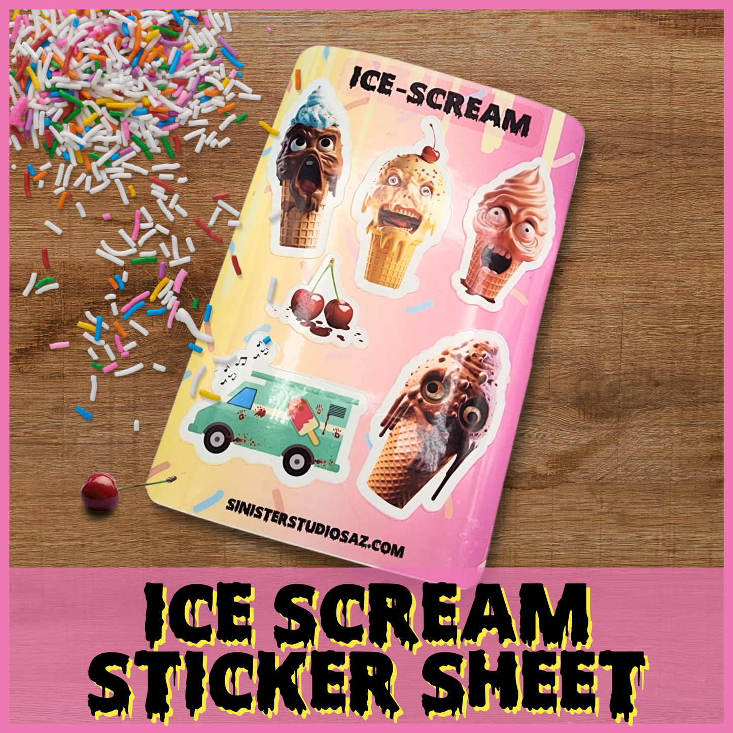 IceScream Sticker Sheet water resistant icecream stickers gift sticker sheet horror sticker decals waterproof sticker sheet horror food