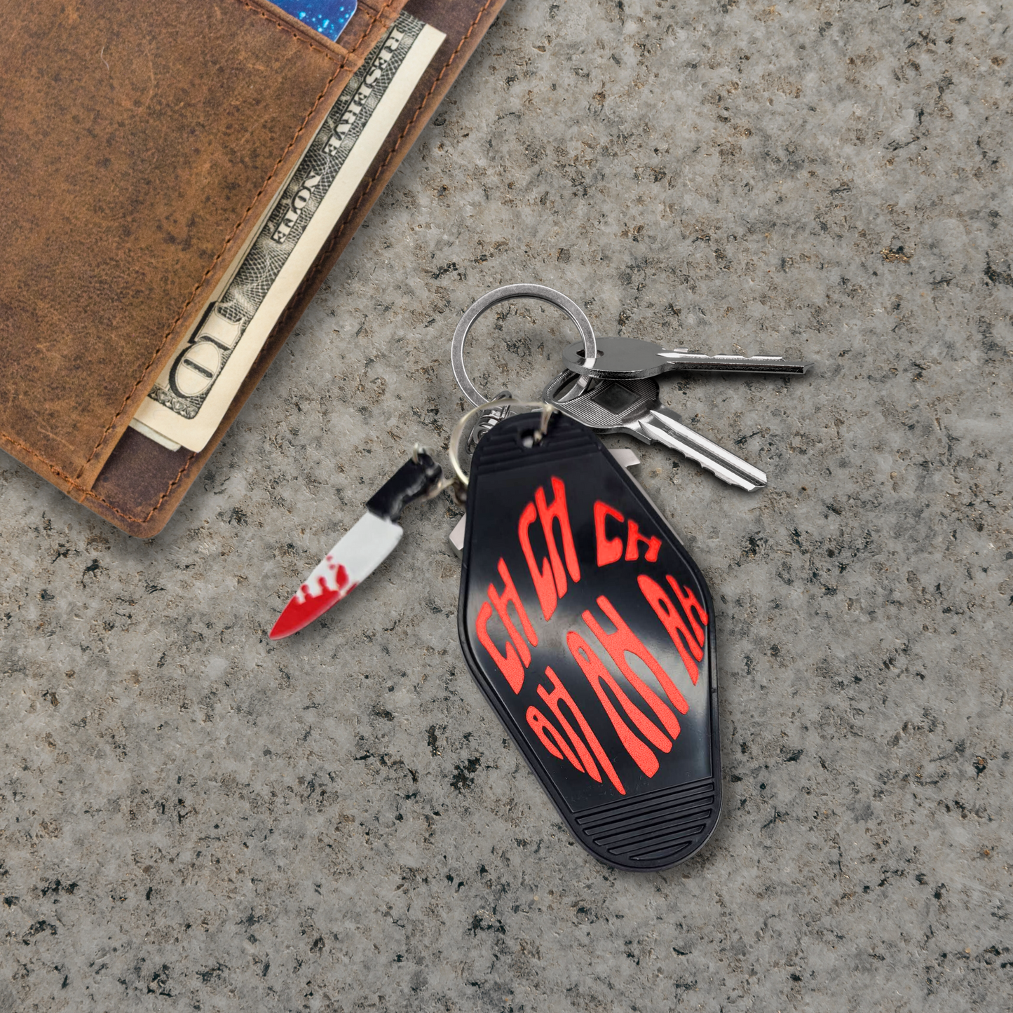 Michael Halloween retro motel keychain holographic keychain gift halloween party favor motel keychain retro horror movie slasher gift