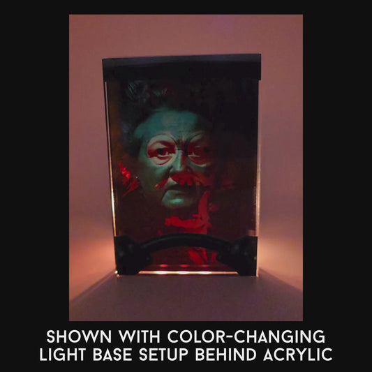 Large Marge Inspired 3D Effect Acrylic – Color Reactive Horror Illusion Art Display with Optional RGB LED Light Base