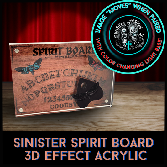 Sinister Spirit Board 3D Effect Acrylic – Gothic Ouija Inspired Decor with Moving YES/NO Light Effect – Horror Desk Display