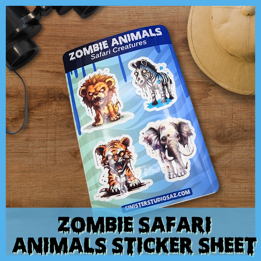 Safari Creatures Zombie Animals Sticker Sheet water resistant stickers horror animal sticker sheet sticker decal waterproof sticker sheet